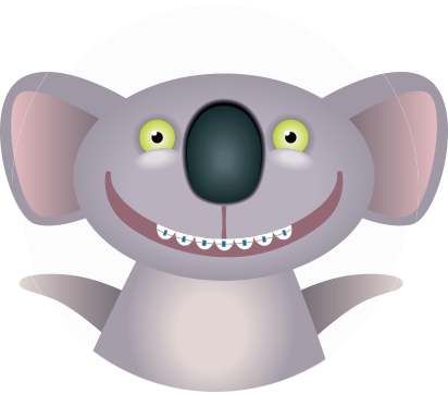 Grafik: Ein Koala, der eine Zahnspange trägt